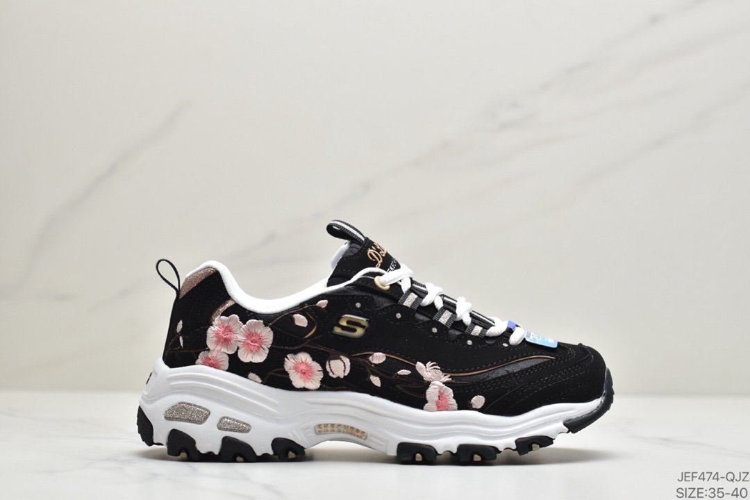 斯凯奇Skechers 2020 D’LITES花卉刺绣休闲鞋女鞋老爹鞋