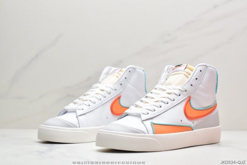 鸳鸯, 运动板鞋, 板鞋, 开拓者, Nike Blazer Mid '77, Nike Blazer Mid, Blazer Mid, Blazer - 耐克 Nike Blazer Mid '77 VNTG Suede Mix 白橙鸳鸯 经典开拓者中帮百搭休闲运动板鞋