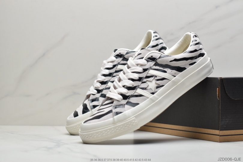 板鞋, 匡威, 一星, one star, Converse - 日本限定 匡威 Converse JACK STAR&BARS ZEBRASUEDE斑马纹白底双围条板鞋