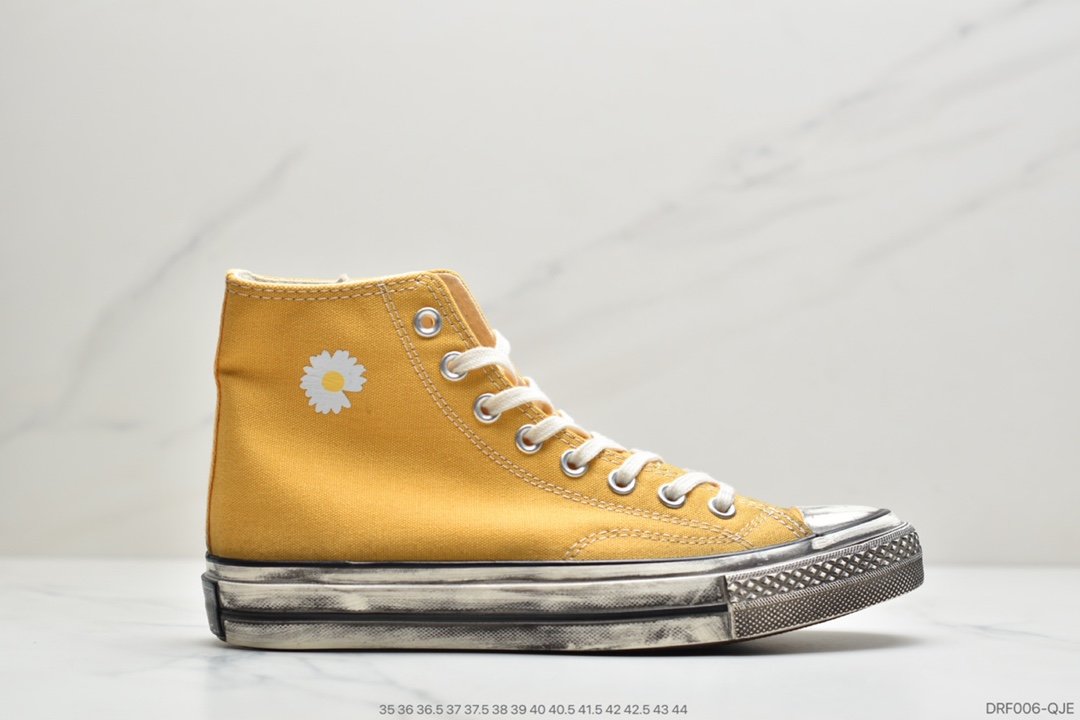 匡威 Converse Chuck 1970s 原盒真标 权志龙小菊花系列 做旧硫化工艺 高帮帆布鞋