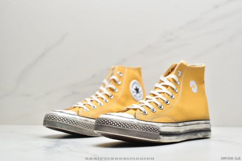 高帮, 帆布鞋, 匡威, 做旧, Converse Chuck, Converse, 1970S - 匡威 Converse Chuck 1970s 原盒真标 权志龙小菊花系列 做旧硫化工艺 高帮帆布鞋