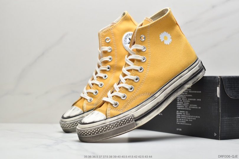 高帮, 帆布鞋, 匡威, 做旧, Converse Chuck, Converse, 1970S - 匡威 Converse Chuck 1970s 原盒真标 权志龙小菊花系列 做旧硫化工艺 高帮帆布鞋