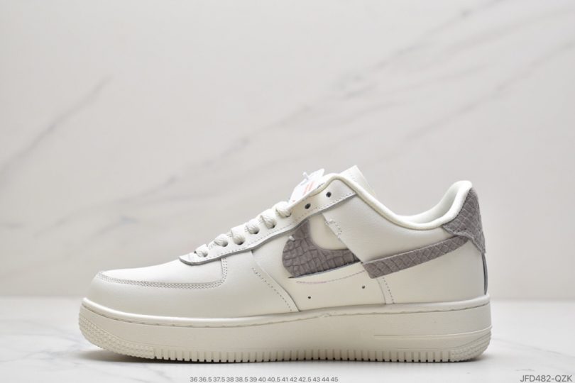 运动板鞋, 解构, 空军一号, 白浅灰断勾, 断勾, Nike Air Force 1, Nike Air, Air Force 1 - 耐克Nike Air Force 1 空军一号 “白浅灰断勾” 低帮运动板鞋