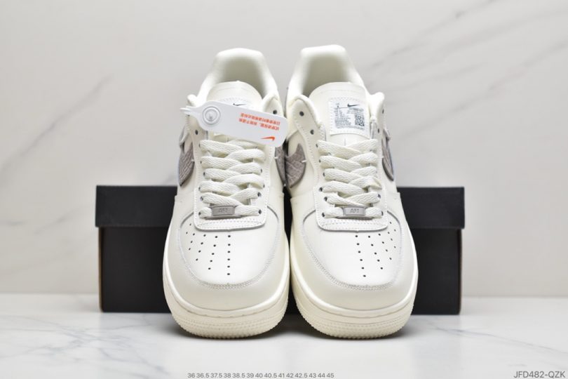 运动板鞋, 解构, 空军一号, 白浅灰断勾, 断勾, Nike Air Force 1, Nike Air, Air Force 1 - 耐克Nike Air Force 1 空军一号 “白浅灰断勾” 低帮运动板鞋