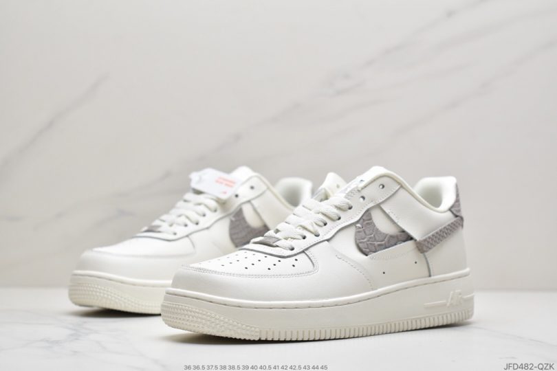 运动板鞋, 解构, 空军一号, 白浅灰断勾, 断勾, Nike Air Force 1, Nike Air, Air Force 1 - 耐克Nike Air Force 1 空军一号 “白浅灰断勾” 低帮运动板鞋