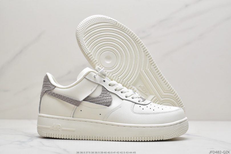 运动板鞋, 解构, 空军一号, 白浅灰断勾, 断勾, Nike Air Force 1, Nike Air, Air Force 1 - 耐克Nike Air Force 1 空军一号 “白浅灰断勾” 低帮运动板鞋