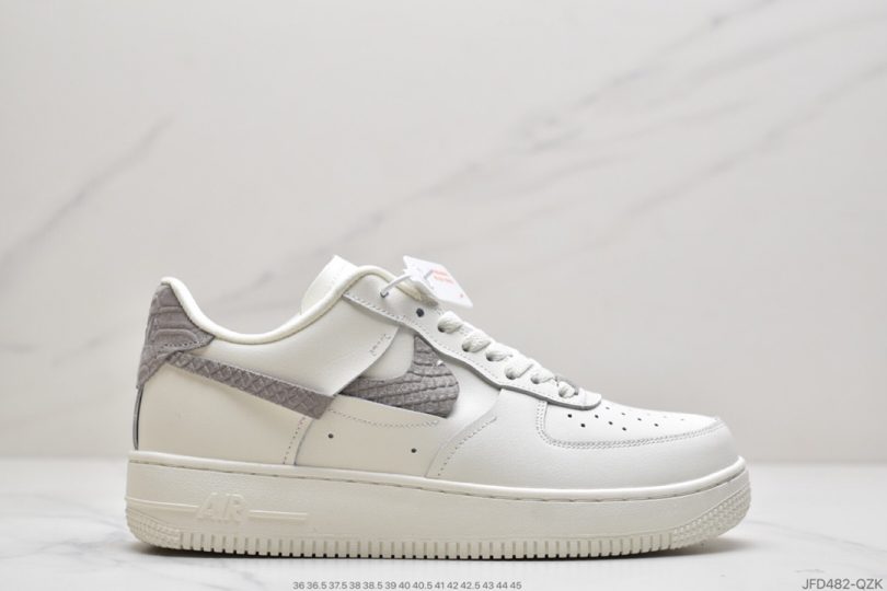 运动板鞋, 解构, 空军一号, 白浅灰断勾, 断勾, Nike Air Force 1, Nike Air, Air Force 1 - 耐克Nike Air Force 1 空军一号 “白浅灰断勾” 低帮运动板鞋