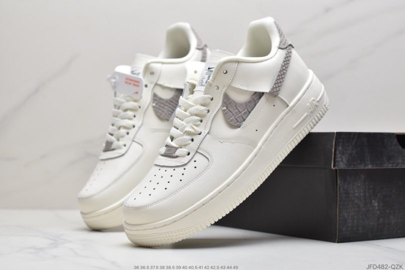 运动板鞋, 解构, 空军一号, 白浅灰断勾, 断勾, Nike Air Force 1, Nike Air, Air Force 1 - 耐克Nike Air Force 1 空军一号 “白浅灰断勾” 低帮运动板鞋