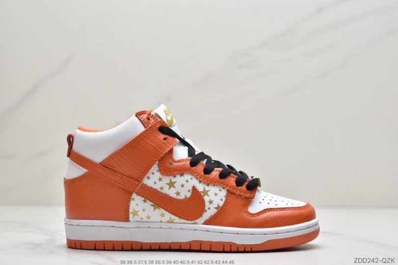 高帮, 扣篮系列, Stars Orange, Orange, Nike SB Dunk, Nike SB, Dunk High, Dunk - Supreme x Nike SB Dunk High"Stars Orange"扣篮系列高帮休闲运动滑板板鞋“鳄鱼皮橘黄白金星”