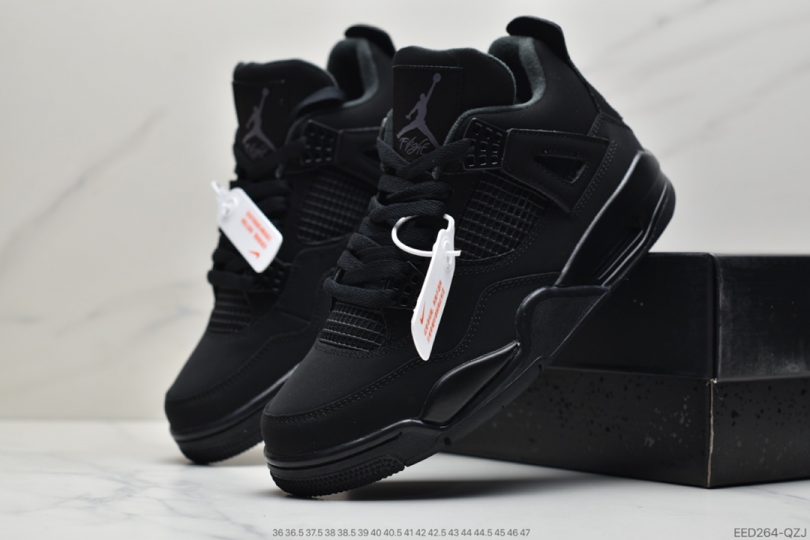 篮球鞋, 实战篮球鞋, Jordan, CAT, Black Cat, Black, Air Jordan 4, Air Jordan - 乔丹 Air Jordan 4 Retro “Black Cat” 黑武士 黑猫中帮文化实战篮球鞋