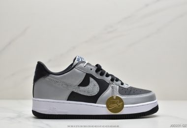 耐克Nike Air Force 1’07 B”3M Snake”空军一号经典低帮百搭休闲运动板鞋“皮革黑银反光蟒蛇纹钩子”