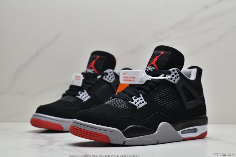 黑红公牛, 文化篮球鞋, 公牛, Nike Air, Jordan, Bred, AJ4, Air Jordan 4 - 耐克Nike Air Jordan 4 Retro Bred “黑红公牛” AJ4 乔4 迈克尔·乔丹AJ4代中帮复古休闲运动文化篮球鞋