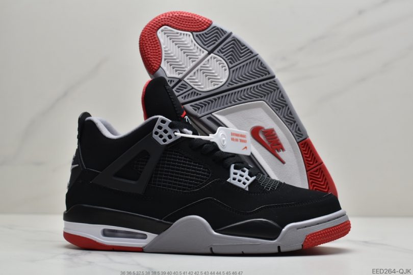 黑红公牛, 文化篮球鞋, 公牛, Nike Air, Jordan, Bred, AJ4, Air Jordan 4 - 耐克Nike Air Jordan 4 Retro Bred “黑红公牛” AJ4 乔4 迈克尔·乔丹AJ4代中帮复古休闲运动文化篮球鞋