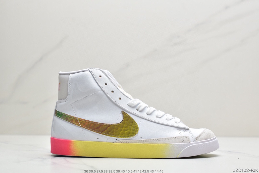 耐克NK Blazer Mid ‘1977 Vintage WE”Multi-Color” 全息镭射小OW“开拓者高帮百搭休闲运动板鞋