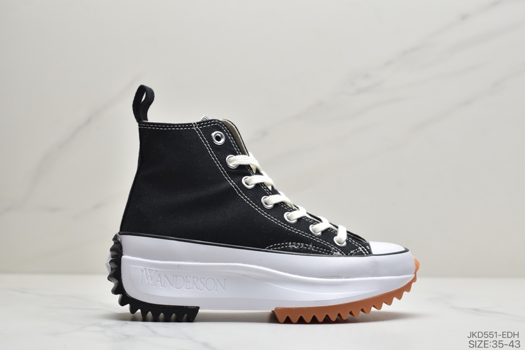 匡威Converse chuck Run Star Hike Hi” Black White Gum”1970超松糕锯齿底时装帆布休闲运动鞋