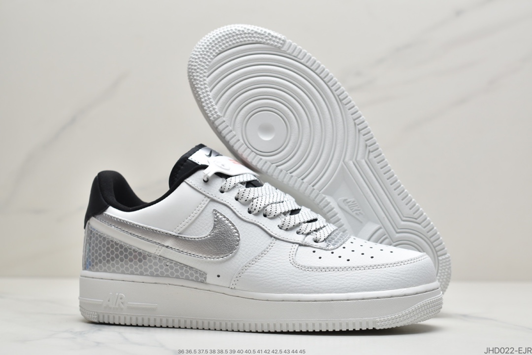 运动板鞋, 联名, 空军一号, White/Black/Silver 3M, Nike Air Force 1, Nike Air, Black, Air Force 1