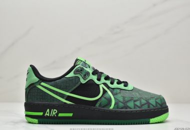 耐克Nike Air Force 1 React QS”Naija”空军一号新型瑞亚轻量低帮百搭板鞋“绿黑忍者”CW3918-001