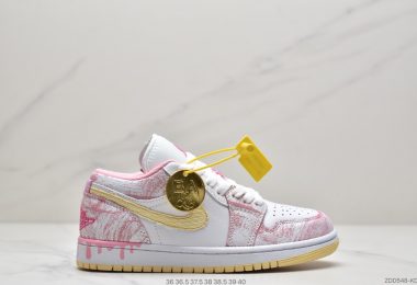 乔丹 Air Jordan 1 Low GS “Paint Drip” AJ1低帮粉冰淇淋低帮板鞋