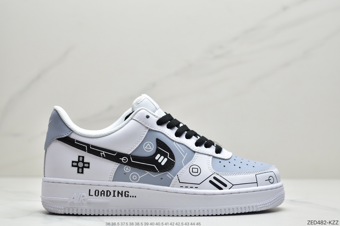 耐克Nike Air Force 1 Low’07 黑白灰空军一号低帮PS5电玩主题休闲板鞋