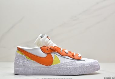 Sacai X nike Blazer Low 解构双勾走秀鞋 联名款开拓者低帮休闲板鞋 黄橙