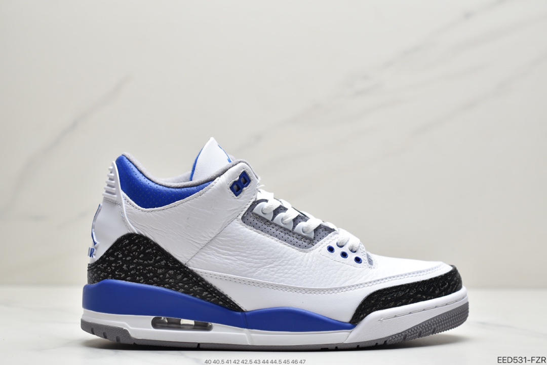 Air Jordan 3 “Racer Blue” 赛车蓝 AJ3 乔丹3代 aj3 乔3 白蓝爆裂 乔丹篮球鞋