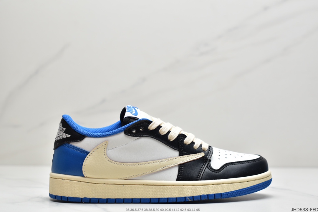 Fragment x Travis Scott x Air Jordan 1 ” Military Blue ” AJ1乔1 TS 藤原浩 三方联名倒钩 低帮文化篮球鞋