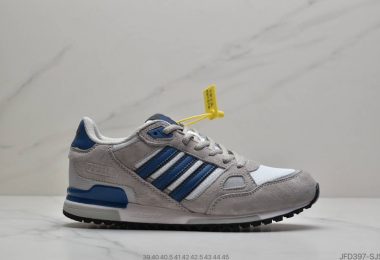 三叶草经典Adidas originals ZX750 复古休闲百搭运动慢跑鞋“猪皮浅灰藏青蓝”
