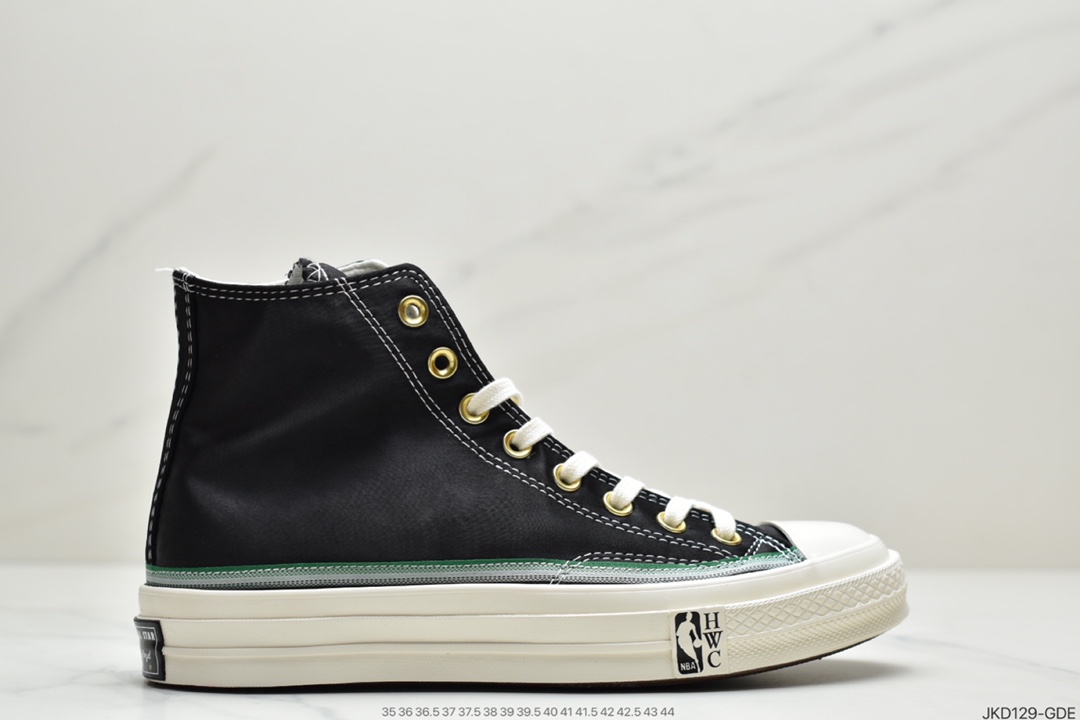 匡威Converse Chuck Taylor All-Star 70s Hi”Washington Capitols”高帮硫化帆布板鞋“华盛顿国会黑深绿丝绸