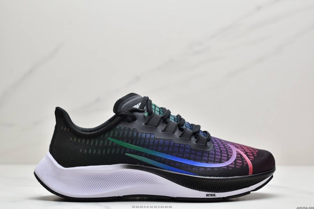 耐克 NIKE Air Zoom Pegasus 37 Beture飞马黑彩虹缓震跑鞋 JHD254-GDF