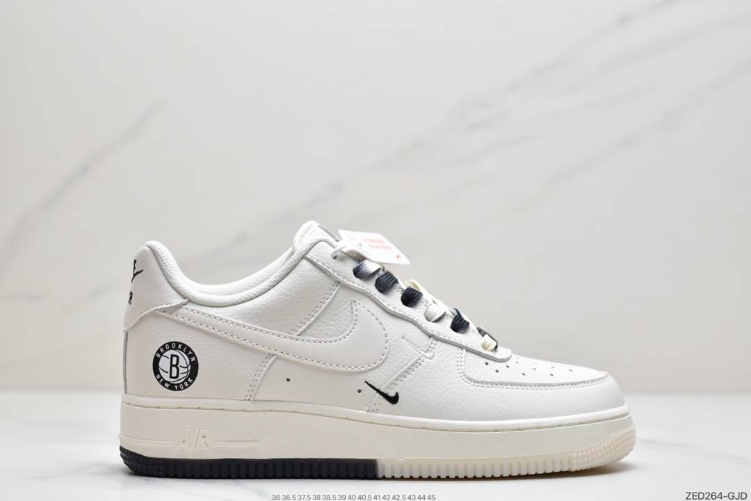 Nike Air Force 1 Low ’07 “米黑白”布鲁克林篮网城市限定低帮空军一号休闲板鞋