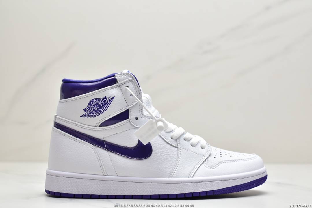 乔丹 Air Jordan 1  “Court Purple”白紫 aj1 中帮文化篮球鞋