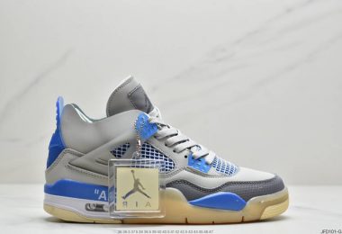 Off-White x Air Jordan AJ4 Retro’Cream/Sail’“OW联名蝉翼黑灰红”男子实战篮球鞋