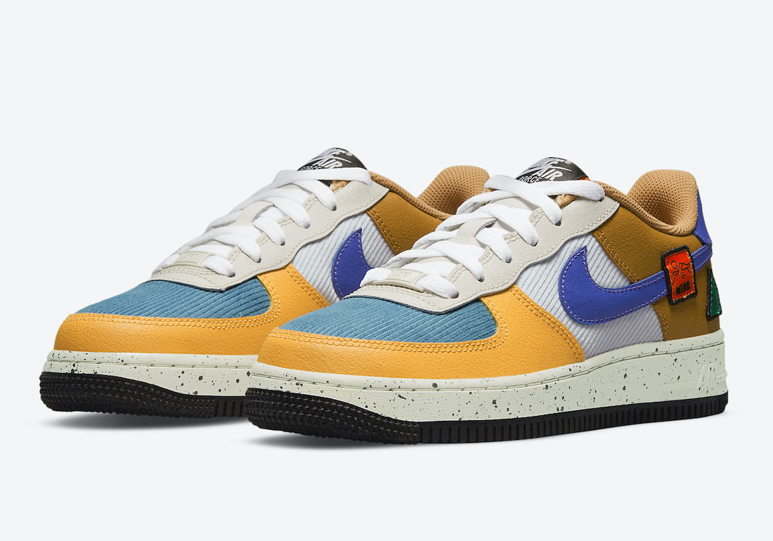 耐克 Air Force 1 GS University Gold Light Bone Starfish Orange Blue Stone DO4657-740 发布日期