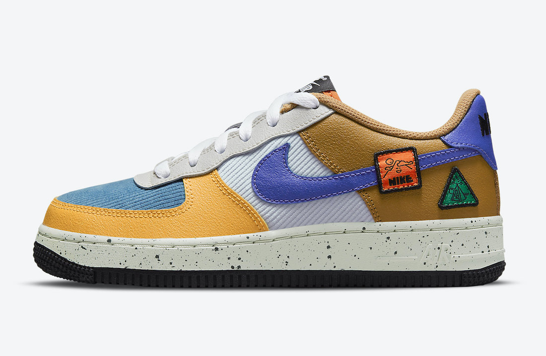 耐克 Air Force 1 GS University Gold Light Bone Starfish Orange Blue Stone DO4657-740 发布日期