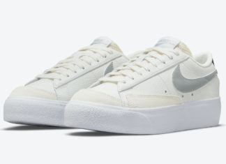 这款 Nike Blazer Low 平台配有镀铬高跟鞋和彩虹色吊牌