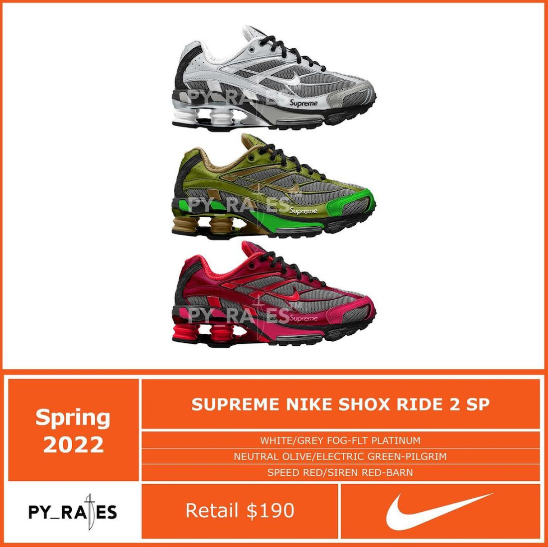 Supreme Nike Shox Ride 2 发布日期