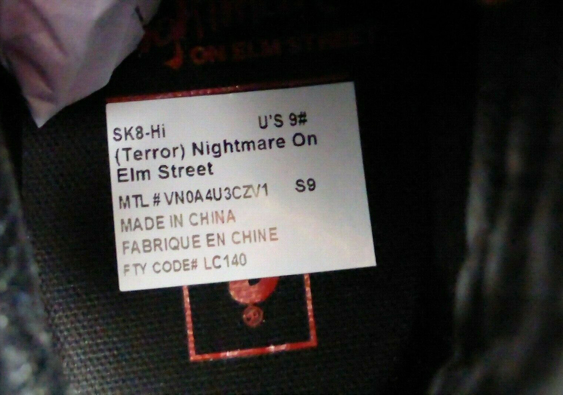 Elm Street Vans Sk8-Hi Freddy Krueger 发布日期的噩梦