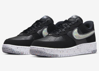 Nike Air Force 1 Crater 以黑色呈现，并带有彩色 Swoosh