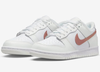 童鞋 Nike Dunk Low 以白色和粉色呈现