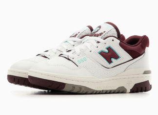 New Balance 550身着紫红色和蓝色