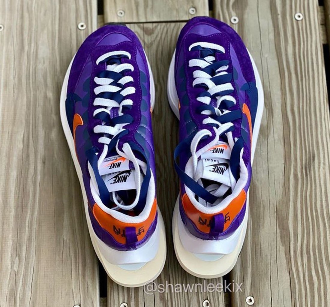 Sacai Nike VaporWaffle深色Iris Campfire橙色鞋款发布日期