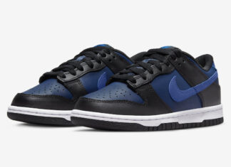 黑色和蓝色的Nike Dunk Low