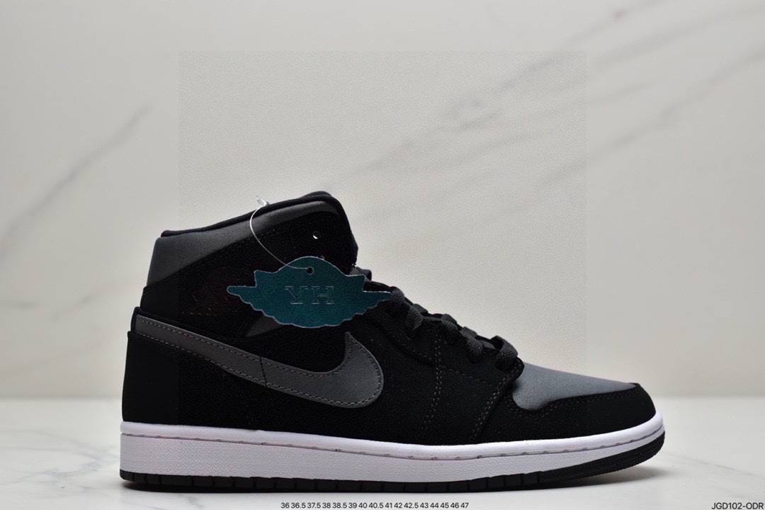 Air Jordan 1 mid SE 暗黑丝绸 黑银 AJ1中帮篮球鞋 货号：852542-012