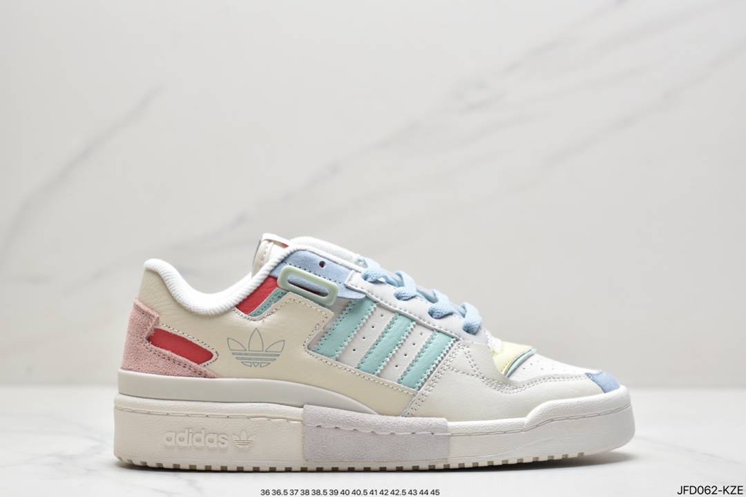 阿迪达斯 Adidas 三叶草 Originals Forum 84 Low 休闲运动板鞋 “浅灰白黑深绿” 货号：GY8203