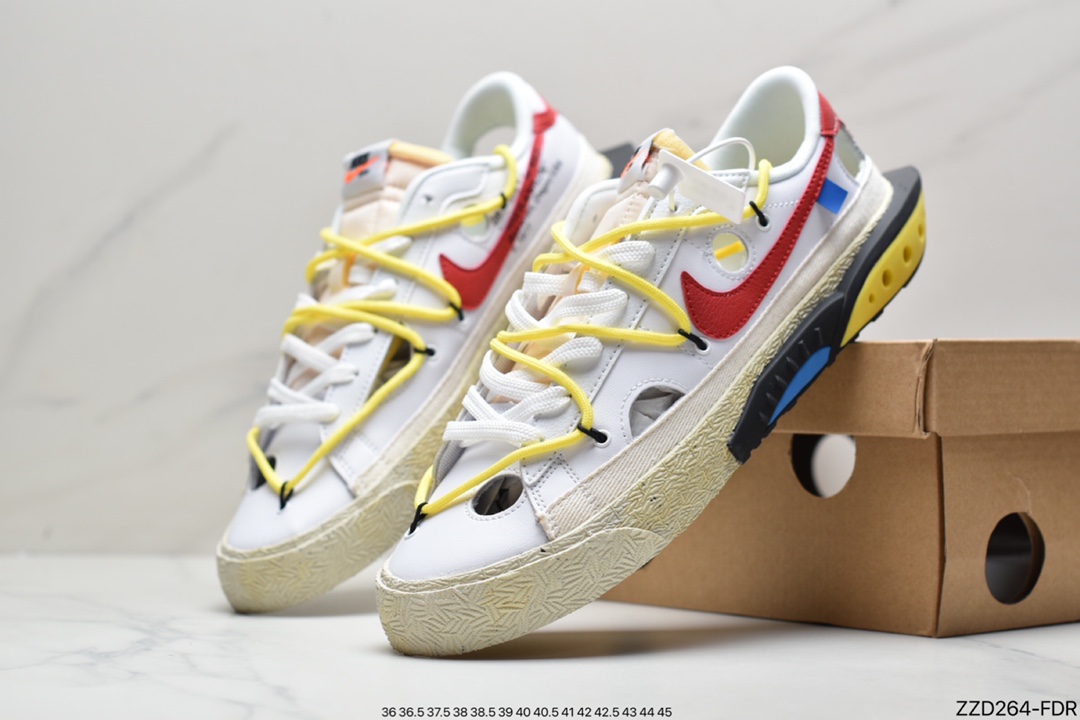 解构, 板鞋, Swoosh, Off-White, NIKE, Blazer - 耐克 Off-WhitexNikeBlazerLow黑绿解构运动板鞋 货号：DH7863-001