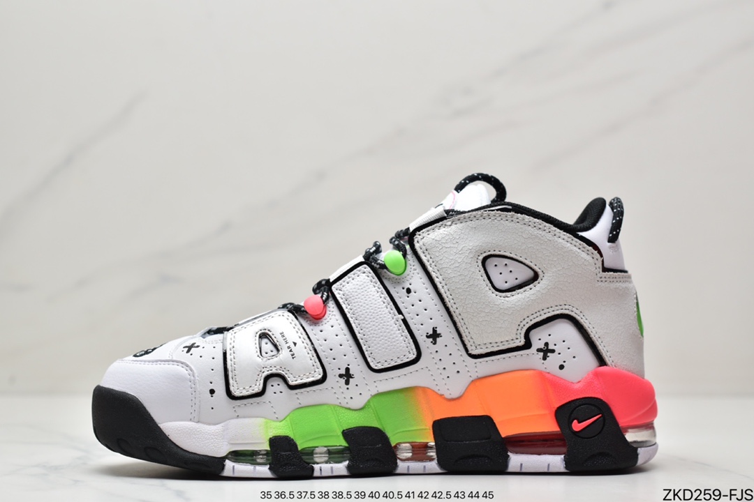 篮球鞋, 实战篮球鞋, Racer - 耐克Air More Uptempo'96'Racer Pinkand Green Strike皮蓬实战篮球鞋