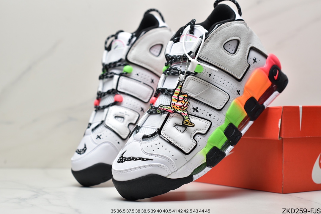 篮球鞋, 实战篮球鞋, Racer - 耐克Air More Uptempo'96'Racer Pinkand Green Strike皮蓬实战篮球鞋