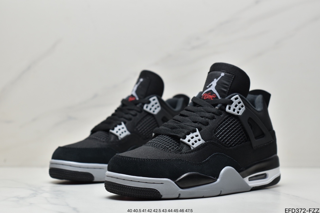 篮球鞋, Jordan, Black, AJ4, Air Jordan 4, Air Jordan - UNDEFEATED x 乔丹AJ4 Air Jordan 4 "Black Canvas" 篮球鞋