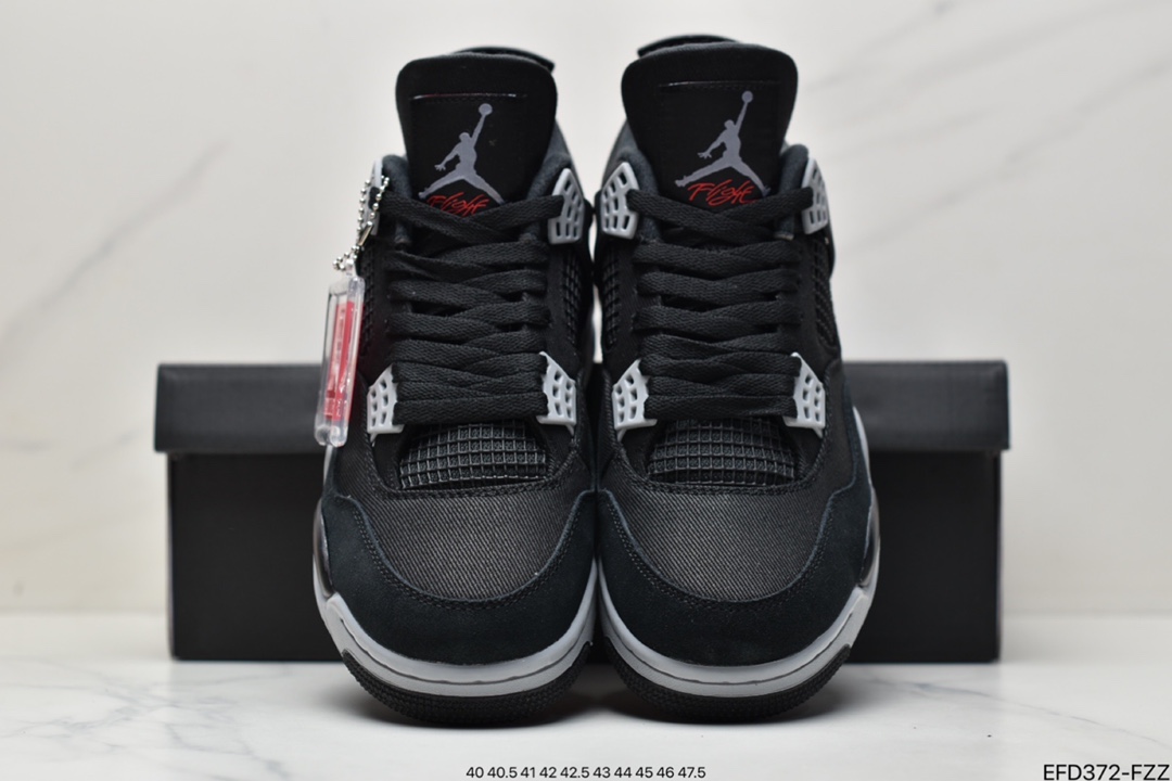 篮球鞋, Jordan, Black, AJ4, Air Jordan 4, Air Jordan - UNDEFEATED x 乔丹AJ4 Air Jordan 4 "Black Canvas" 篮球鞋