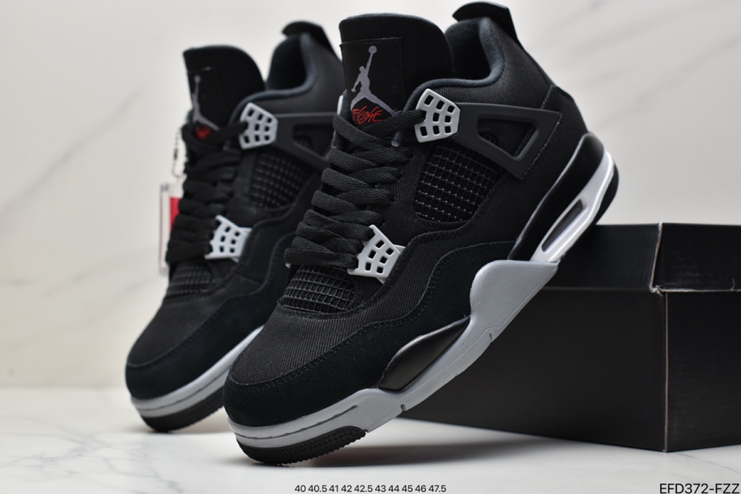 篮球鞋, Jordan, Black, AJ4, Air Jordan 4, Air Jordan - UNDEFEATED x 乔丹AJ4 Air Jordan 4 "Black Canvas" 篮球鞋